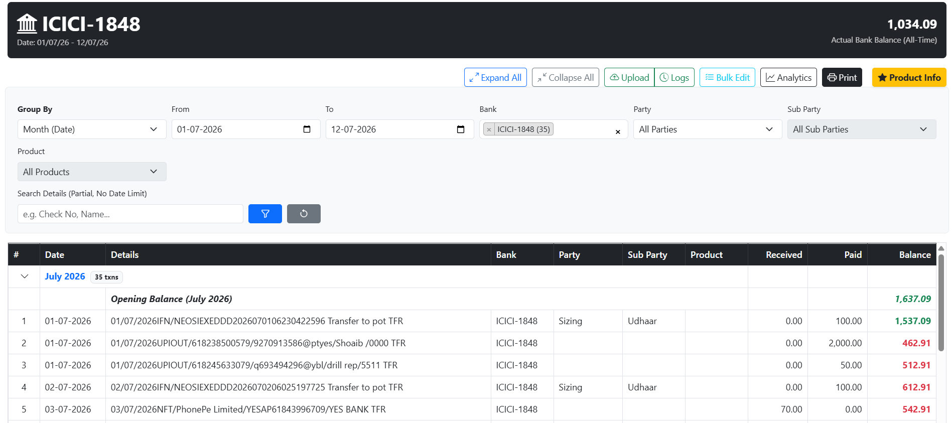 Comprehensive Ledger
